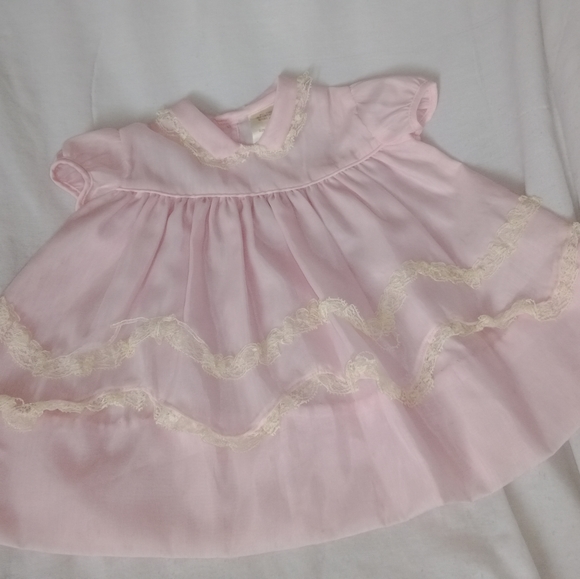 Vintage Aldenette Baby Dress Pink Layered Size 9MO - Picture 3 of 13